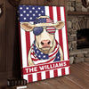 Joycorners Patriotic Charolais Cow Wearing USA Flag Bandana and Sunglasses Patriotic Style Personalized Name 3D Canvas Poster