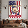 Joycorners Patriotic Charolais Cow Wearing USA Flag Bandana and Sunglasses Patriotic Style Personalized Name 3D Canvas Poster