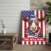 Joycorners Patriotic Hereford Cow Wearing USA Flag Bandana and Sunglasses Patriotic Style Personalized Name 3D Canvas Poster