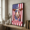 Joycorners Patriotic Hereford Cow Wearing USA Flag Bandana and Sunglasses Patriotic Style Personalized Name 3D Canvas Poster