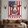 Joycorners Patriotic Hereford Cow Wearing USA Flag Bandana and Sunglasses Patriotic Style Personalized Name 3D Canvas Poster