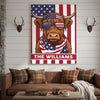 Joycorners Patriotic Highland Cow Wearing USA Flag Bandana and Sunglasses Patriotic Style Personalized Name 3D Canvas Poster