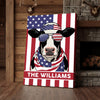 Joycorners Patriotic Holstein Cow Wearing USA Flag Bandana and Sunglasses Patriotic Style Personalized Name 3D Canvas Poster