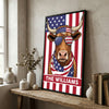 Joycorners Patriotic Texas Longhorn Cow Wearing USA Flag Bandana and Sunglasses Patriotic Style Personalized Name 3D Canvas Poster