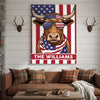 Joycorners Patriotic Texas Longhorn Cow Wearing USA Flag Bandana and Sunglasses Patriotic Style Personalized Name 3D Canvas Poster
