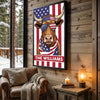 Joycorners Patriotic Texas Longhorn Cow Wearing USA Flag Bandana and Sunglasses Patriotic Style Personalized Name 3D Canvas Poster