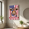 Joycorners Patriotic Texas Longhorn Cow Wearing USA Flag Bandana and Sunglasses Patriotic Style Personalized Name 3D Canvas Poster
