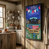 Joycorners Patriotic Black Angus Cow on Farm Truck with American Flag Fireworks Rustic Country Style Personalized Name 3D Canvas Poster