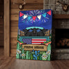 Joycorners Patriotic Black Angus Cow on Farm Truck with American Flag Fireworks Rustic Country Style Personalized Name 3D Canvas Poster