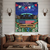 Joycorners Patriotic Black Angus Cow on Farm Truck with American Flag Fireworks Rustic Country Style Personalized Name 3D Canvas Poster