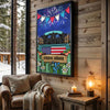 Joycorners Patriotic Black Angus Cow on Farm Truck with American Flag Fireworks Rustic Country Style Personalized Name 3D Canvas Poster