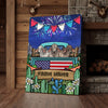 Joycorners Patriotic Brahman Cow on Farm Truck with American Flag Fireworks Rustic Country Style Personalized Name 3D Canvas Poster