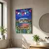 Joycorners Patriotic Brahman Cow on Farm Truck with American Flag Fireworks Rustic Country Style Personalized Name 3D Canvas Poster
