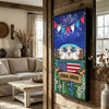 Joycorners Patriotic Charolais Cow on Farm Truck with American Flag Fireworks Rustic Country Style Personalized Name 3D Canvas Poster