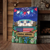 Joycorners Patriotic Charolais Cow on Farm Truck with American Flag Fireworks Rustic Country Style Personalized Name 3D Canvas Poster
