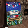 Joycorners Patriotic Charolais Cow on Farm Truck with American Flag Fireworks Rustic Country Style Personalized Name 3D Canvas Poster