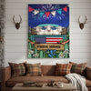 Joycorners Patriotic Charolais Cow on Farm Truck with American Flag Fireworks Rustic Country Style Personalized Name 3D Canvas Poster