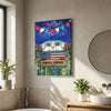 Joycorners Patriotic Charolais Cow on Farm Truck with American Flag Fireworks Rustic Country Style Personalized Name 3D Canvas Poster