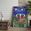 Joycorners Patriotic Hereford Cow on Farm Truck with American Flag Fireworks Rustic Country Style Personalized Name 3D Canvas Poster