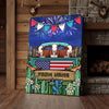 Joycorners Patriotic Hereford Cow on Farm Truck with American Flag Fireworks Rustic Country Style Personalized Name 3D Canvas Poster