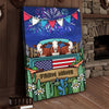 Joycorners Patriotic Hereford Cow on Farm Truck with American Flag Fireworks Rustic Country Style Personalized Name 3D Canvas Poster
