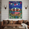 Joycorners Patriotic Hereford Cow on Farm Truck with American Flag Fireworks Rustic Country Style Personalized Name 3D Canvas Poster