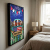 Joycorners Patriotic Hereford Cow on Farm Truck with American Flag Fireworks Rustic Country Style Personalized Name 3D Canvas Poster