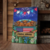 Joycorners Patriotic Highland Cow on Farm Truck with American Flag Fireworks Rustic Country Style Personalized Name 3D Canvas Poster