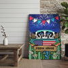Joycorners Patriotic Holstein Cow on Farm Truck with American Flag Fireworks Rustic Country Style Personalized Name 3D Canvas Poster