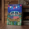 Joycorners Patriotic Holstein Cow on Farm Truck with American Flag Fireworks Rustic Country Style Personalized Name 3D Canvas Poster