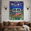 Joycorners Patriotic Holstein Cow on Farm Truck with American Flag Fireworks Rustic Country Style Personalized Name 3D Canvas Poster
