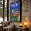 Joycorners Patriotic Holstein Cow on Farm Truck with American Flag Fireworks Rustic Country Style Personalized Name 3D Canvas Poster