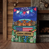 Joycorners Patriotic Jersey Cow on Farm Truck with American Flag Fireworks Rustic Country Style Personalized Name 3D Canvas Poster