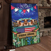 Joycorners Patriotic Texas Longhorn Cow on Farm Truck with American Flag Fireworks Rustic Country Style Personalized Name 3D Canvas Poster