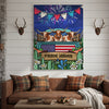 Joycorners Patriotic Texas Longhorn Cow on Farm Truck with American Flag Fireworks Rustic Country Style Personalized Name 3D Canvas Poster