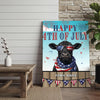 Joycorners Patriotic Black Angus Cow with USA Scarf Fireworks Patriotic Personalized Name 3D Canvas Poster