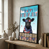 Joycorners Patriotic Black Angus Cow with USA Scarf Fireworks Patriotic Personalized Name 3D Canvas Poster