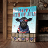 Joycorners Patriotic Black Angus Cow with USA Scarf Fireworks Patriotic Personalized Name 3D Canvas Poster