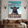 Joycorners Patriotic Black Angus Cow with USA Scarf Fireworks Patriotic Personalized Name 3D Canvas Poster
