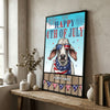 Joycorners Patriotic Brahman Cow with USA Scarf Fireworks Patriotic Personalized Name 3D Canvas Poster