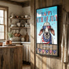 Joycorners Patriotic Brahman Cow with USA Scarf Fireworks Patriotic Personalized Name 3D Canvas Poster