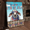 Joycorners Patriotic Brahman Cow with USA Scarf Fireworks Patriotic Personalized Name 3D Canvas Poster