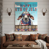 Joycorners Patriotic Brahman Cow with USA Scarf Fireworks Patriotic Personalized Name 3D Canvas Poster