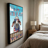 Joycorners Patriotic Brahman Cow with USA Scarf Fireworks Patriotic Personalized Name 3D Canvas Poster