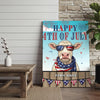 Joycorners Patriotic Charolais Cow with USA Scarf Fireworks Patriotic Personalized Name 3D Canvas Poster