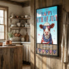 Joycorners Patriotic Hereford Cow with USA Scarf Fireworks Patriotic Personalized Name 3D Canvas Poster