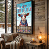 Joycorners Patriotic Hereford Cow with USA Scarf Fireworks Patriotic Personalized Name 3D Canvas Poster