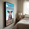 Joycorners Patriotic Hereford Cow with USA Scarf Fireworks Patriotic Personalized Name 3D Canvas Poster