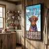 Joycorners Patriotic Highland Cow with USA Scarf Fireworks Patriotic Personalized Name 3D Canvas Poster
