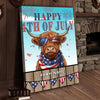 Joycorners Patriotic Highland Cow with USA Scarf Fireworks Patriotic Personalized Name 3D Canvas Poster